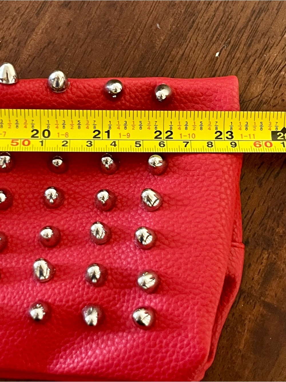Studded Red Leather Biker Jacket with Belt - Women's Fashion - Picture 16 of 16